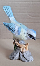 Vintage Porcelain Ceramic BLUE TIT Bird Figure Ornament Collectable