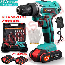 2 Battery Cordless Drill 21V Electric Screwdriver Set Combi Driver High Power UK