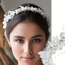 Bridal Faux White Pearl Hair