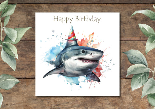 Gen 040 shark birthday card - gen,