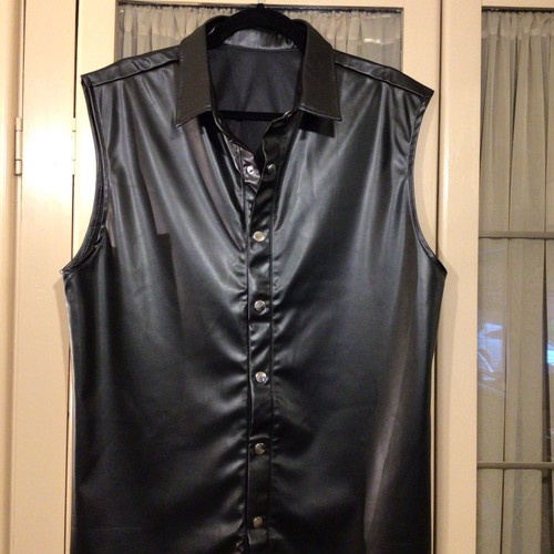 Mens black leather look - mens,