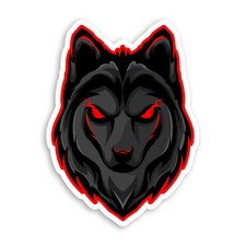 2 x 10cm Black Angry Wolf