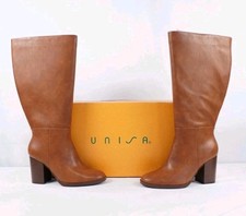 Unisa Women’s Lanna Stacked Heel Riding Boots Wide Calf Wide Width Size 11 W