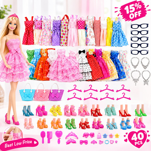 40pcs barbie doll clothes - barbie,