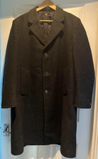 VINTAGE DUNN & CO CROMBIE WOOL CHARCOAL OVERCOAT LARGE 46"-48"