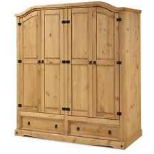 Corona Wardrobe 4 Door 2 Drawer Mexican Bedroom Solid Pine by Mercers Furniture®