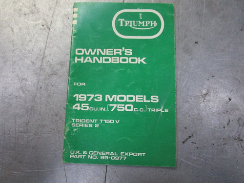 Triumph owners handbook - triumph, 1973
