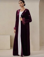 Ladies Designer style Velvet Long A Line Coat Elegant Maxi Jacket L 16/18 