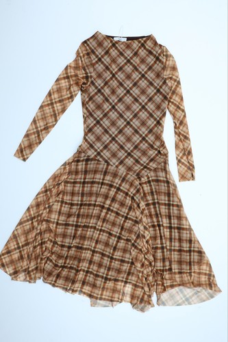 Women dress brown check - m&s,
