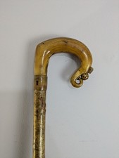 Vintage Rams Horn Shepherds Crook Walking Stick Thistle Carved Handle 110cm