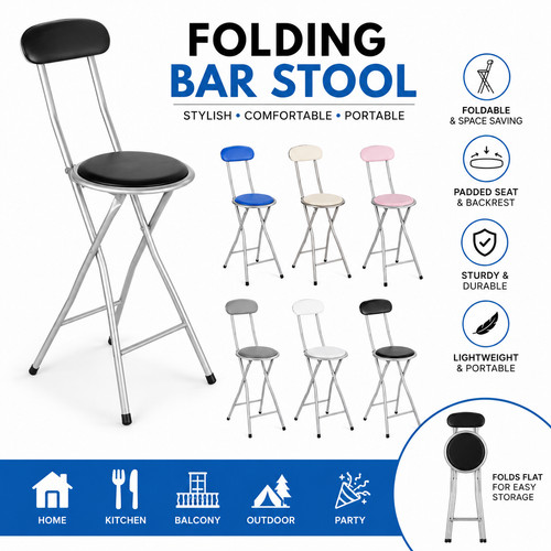 Folding bar stool chair - chair, padded