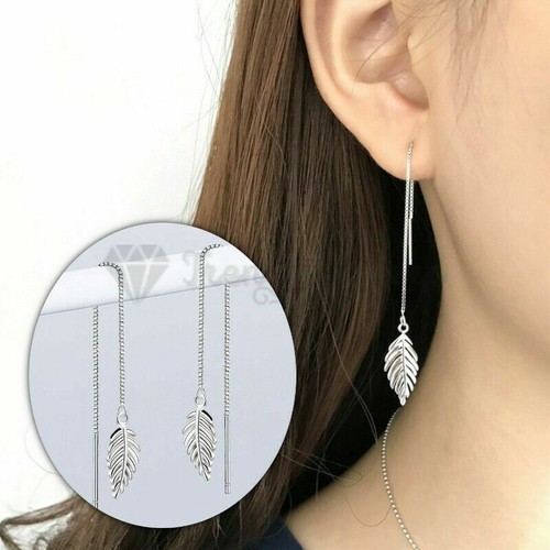 Silver leaf feather - silver, needle