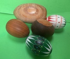 5 Vintage Wooden Eggs (1 Duck Egg And 4 Chicken Eggs)
