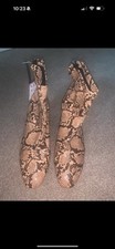 BNWT Zara nude snake print ankle boots with block heel