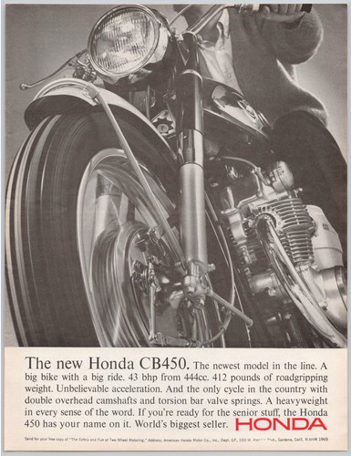 Honda cb450 444cc motorcycle - honda,