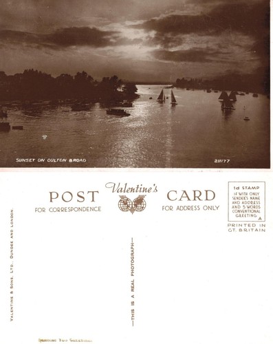 Vintage postcard sunset on - -,