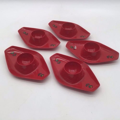 Vintage red egg cups set - egg, 5