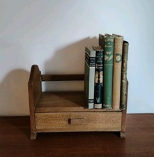 Vintage Antique Oak Wooden Book Shelf Drawer Trough Desk Stand Rack Table Top