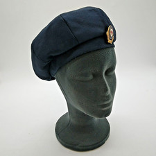1980's British Red Cross Terylene Navy Blue Headband Button Hat with Pin Badge