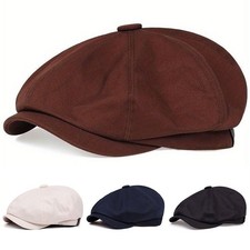 8 Panels Newsboy Flat Cap Mens Peaky Blinders Baker Golf Driving Boy Beret Hat