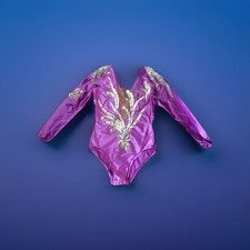 Baton twirling leotard Adult Size 10-12 Lilac Silver Sparkly Long Sleeve Costume