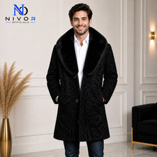 Luxury Mens Black Fur Coat