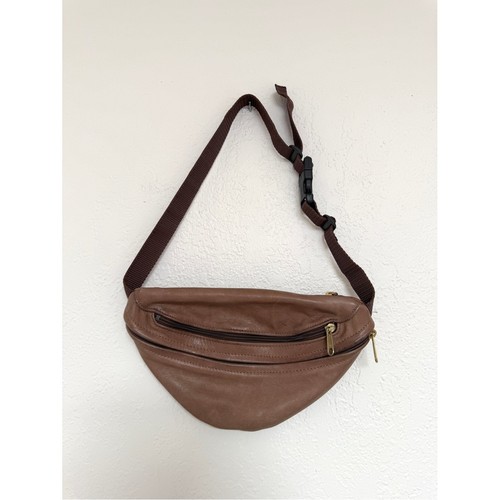 Vintage brown leather fanny - brown,
