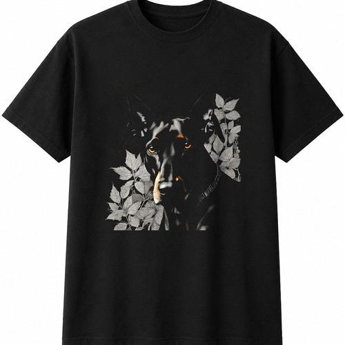 Doberman autumn greyscale - doberman,