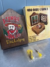 Kings Head Pub & Lodging Wooden Mini Dart Set Cabinet Unused