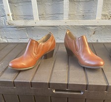 Women’s Footglove Wider Fit Brown Leather Shoes with block heels  Size 6