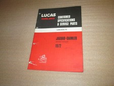 1972 JAGUAR DAIMLER E-TYPE S3 V12 XJ6 S1 2.8 and 4.2 DS420 LUCAS PARTS CATALOGUE