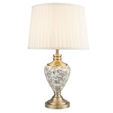 Table Lamp Hepburn Large Ceramic Ivory Pleated Shade Gold Printed Finish 58cm
