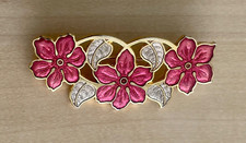 Vintage FISH & CROWN Cloisonne Flower Brooch VGC