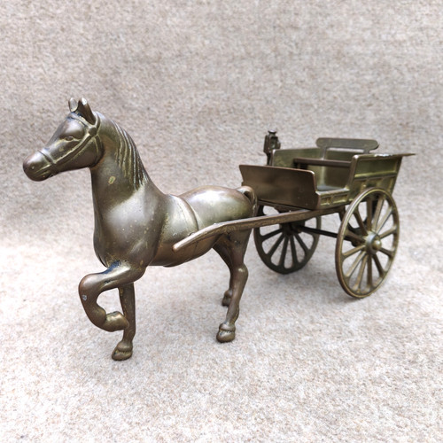 Solid brass horse and carriage - solid,