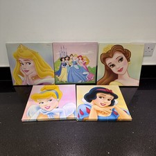 Disney Princesses canvas prints bundle x 5 (24cm x24cm) 