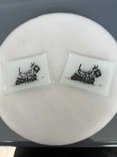 Scottish Terrier Glass Ashtrays/Pin Trays
