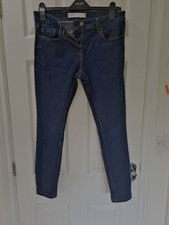 Next Girls / Women's Jeans Skinny Size 12 Petite Dark Blue Mid Rise