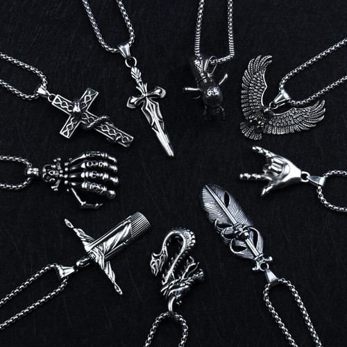 Gothic silver pendant necklace - gothic,