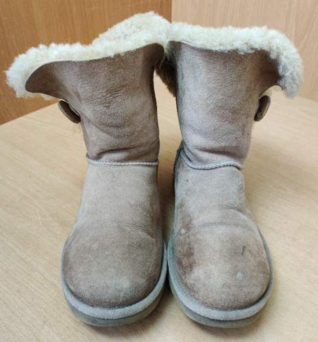 Ugg beige button suede ankle - button,
