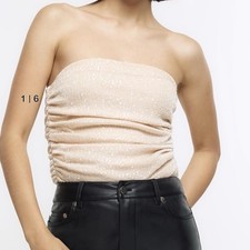 River Island Beige Sequin Boob