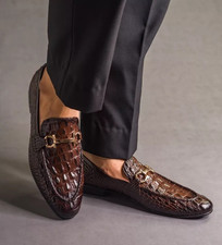 Handmade Men Brown Crocodile