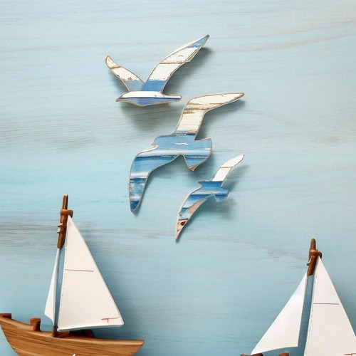 Wooden seagull wall - 3x, decors