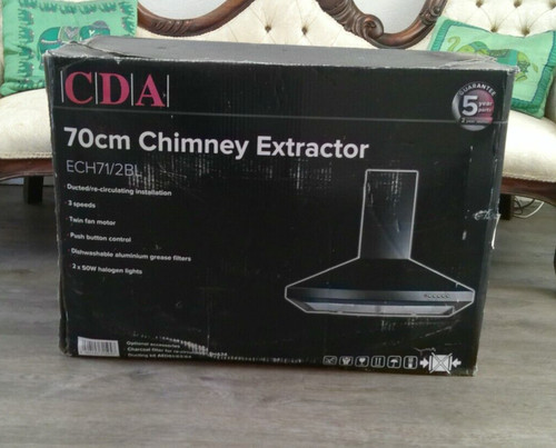 Cda ecp72bl 70cm glass chimney - cda,