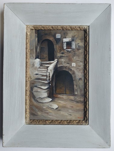 Painting oil city stairs alley - painting,