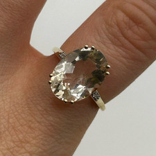 Danburite & Diamond Ornate Ring 9ct 9k Yellow Gold - Size O