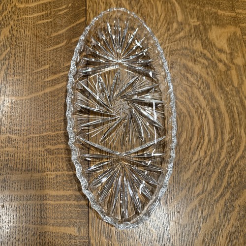 Vintage cut glass oval - cut, serving