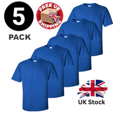 5 PACK Men's T-Shirt Heavy Cotton Plain Short Sleeve Tees 100% Cotton Blank Tees