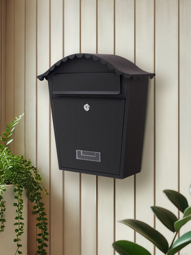 Black post box large letterbox - post,