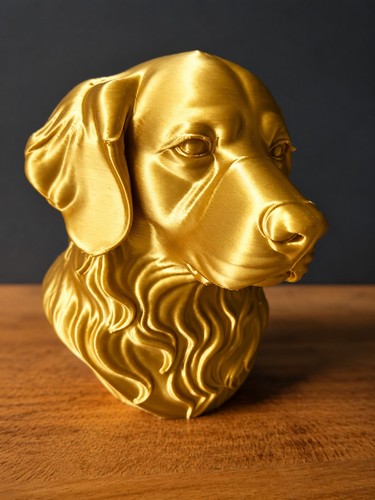 Golden silky dachshund bust - golden,
