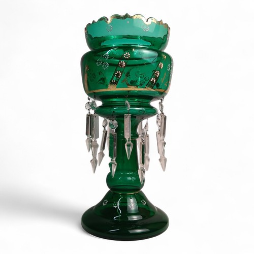 Antique green glass luster - antique,